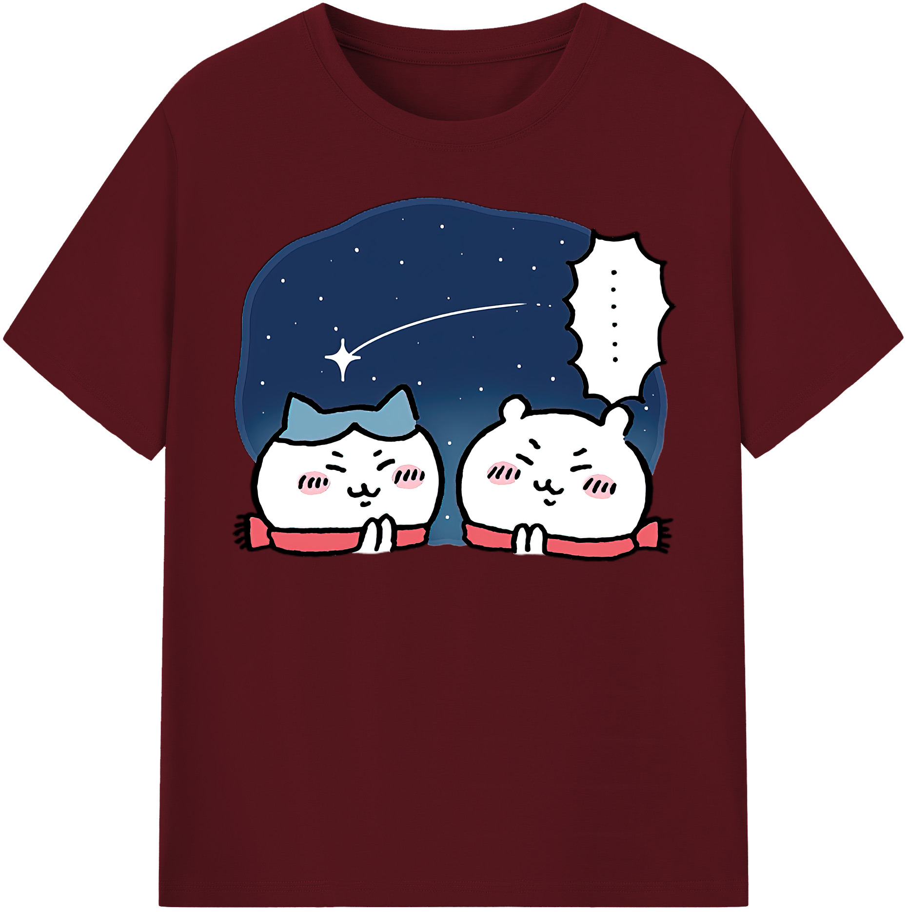 （画像用） ちいかわ ハチワレ Chii-kawa hachiware 綿100％半袖Tシャツ（フロントプリント）
